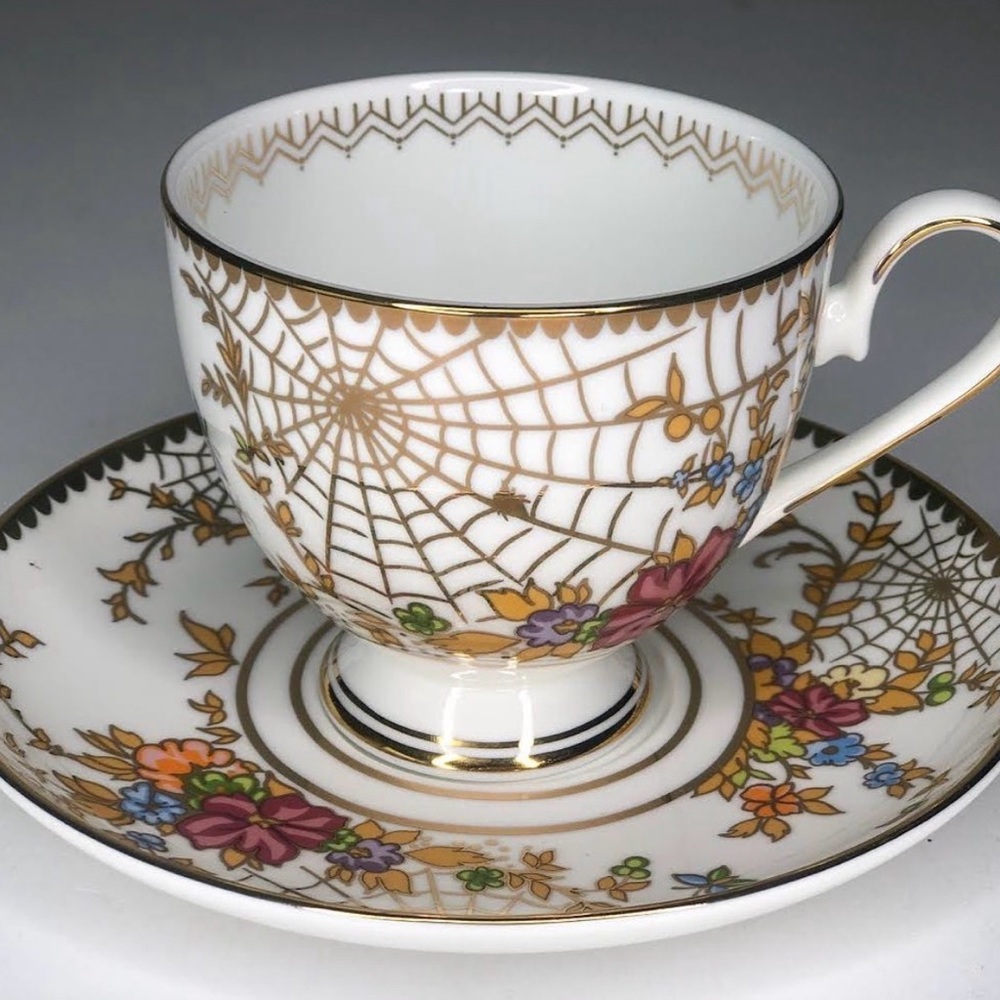 Vintage-style SPIDERWEB Teacup and Saucer. Many available! LIMITED EDITION